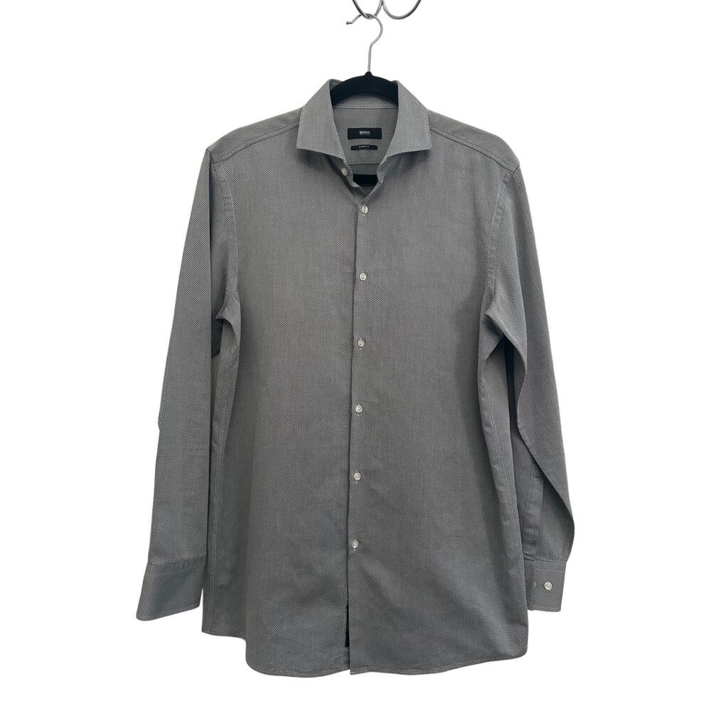 HUGO BOSS SHARP FIT MENS LONG SLEEVE DRESS SHIRT SIZE 15 1/2